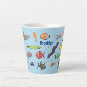 Funny zee createert cartoon illustratiepatroon latte mok