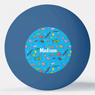 Funny zee createert cartoon illustratiepatroon pingpongballen