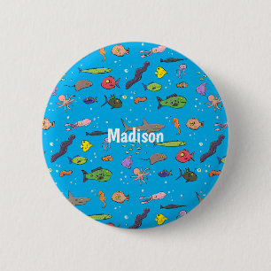 Funny zee createert cartoon illustratiepatroon ronde button 5,7 cm