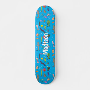Funny zee createert cartoon illustratiepatroon skateboard