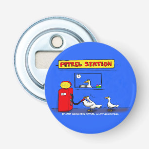 Funny zee gulls petrel cartoon humor button flesopener