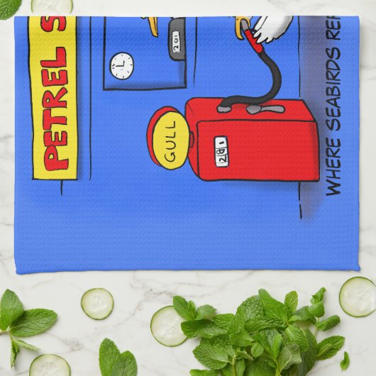 Funny zee gulls petrel cartoon humor theedoek (Gevouwen)