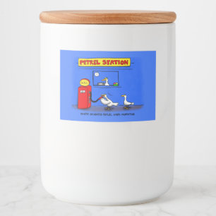 Funny zee gulls petrel cartoon humor voedselcontainer etiket