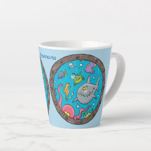 Funny zee, onderwatertrekkend, cartoon latte mok