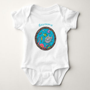 Funny zee, onderwatertrekkend, cartoon romper