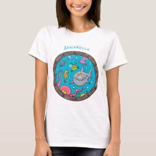 Funny zee, onderwatertrekkend, cartoon t-shirt
