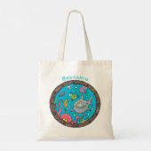 Funny zee, onderwatertrekkend, cartoon tote bag (Achterkant)