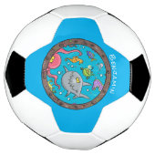 Funny zee, onderwatertrekkend, cartoon voetbal (Gedraaid)