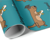 Funny Zee Otter Afstuderen Cartoon Cadeaupapier (Rol Hoek)
