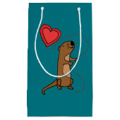 Funny Zee Otter met Love Balloon Cartoon Klein Cadeauzakje (Voorkant)
