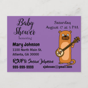 Funny Zee Otter Play Banjo Baby shower Uitnodiging Briefkaart