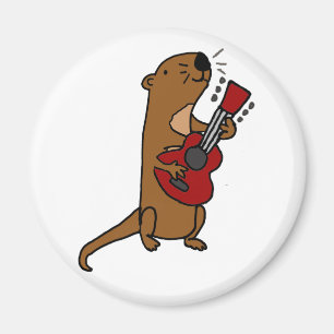 Funny Zee Otter Play Guitar Magneet
