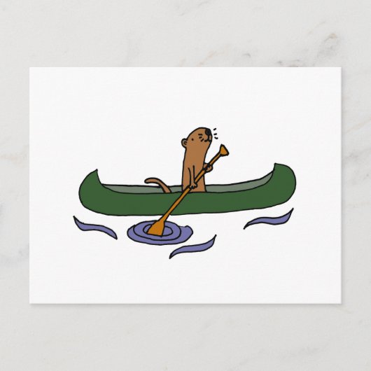 Funny Zee Otter Rowing in Canoe Briefkaart (Voorkant)