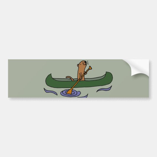 Funny Zee Otter Rowing in Canoe Bumpersticker (Voorkant)