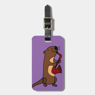 Funny Zee Otter Spellingsaxofone Bagagelabel