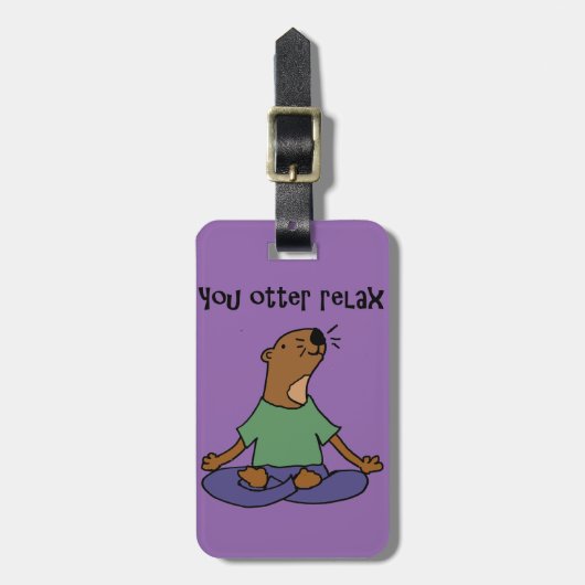 Funny Zee Otter Yoga Artwork Bagagelabel (Voorkant verticaal)