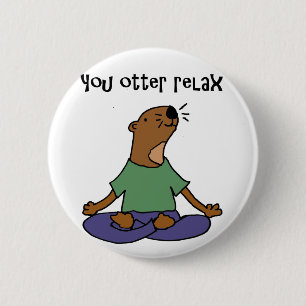 Funny Zee Otter Yoga Artwork Ronde Button 5,7 Cm