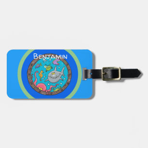 Funny zee schepsels onder water cartoon bagagelabel