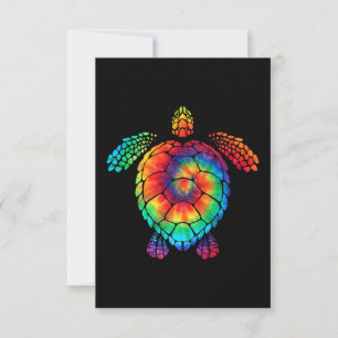 Funny Zee Turtle Ocean Tie Dye Rainbow Hippie Kost RSVP Kaartje