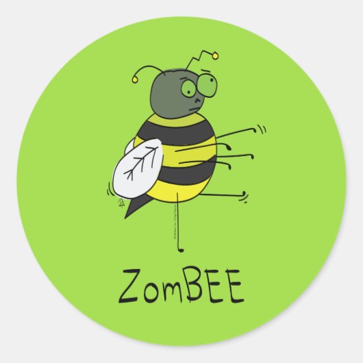 Funny Zombie Bee Cute Halloween Stickers (Voorkant)