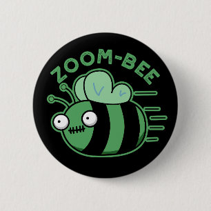 Funny Zombie Bee Pun Dark BG Ronde Button 5,7 Cm