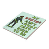 Funny Zombie Brains oude leeftijd Tegeltje (Zijkant)