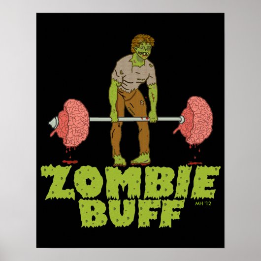 Funny Zombie Buff Weight Lifter Poster (Voorkant)