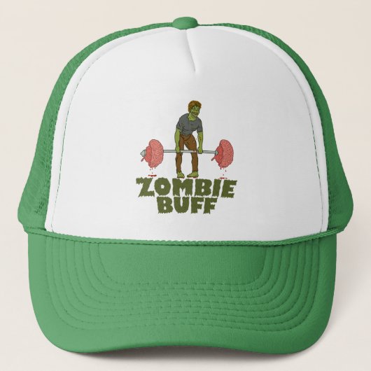 Funny Zombie Buff Weight Lifter Trucker Pet (Voorkant)
