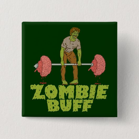 Funny Zombie Buff Weight Lifter Vierkante Button 5,1 Cm (Voorkant)