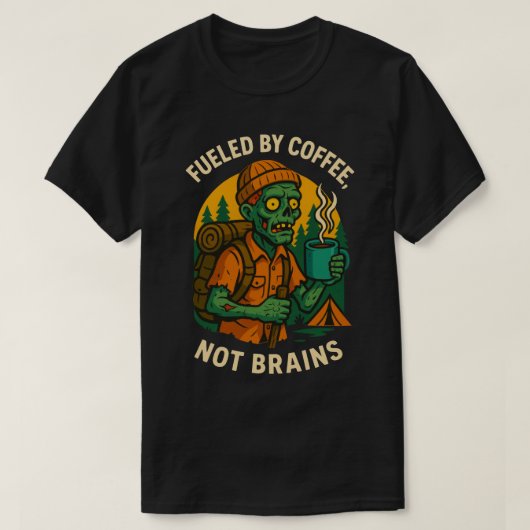 Funny Zombie Camper Fueled by Coffee Design T-shirt (Design voorkant)