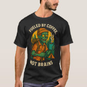 Funny Zombie Camper Fueled by Coffee Design T-shirt (Voorkant)