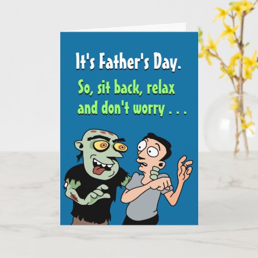 Funny Zombie carte Fête des pères (Fleur jaune)
