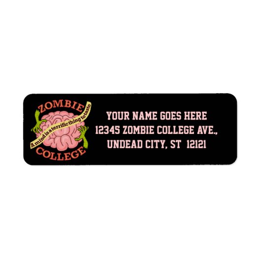 Funny Zombie College Logo Etiket (Voorkant)