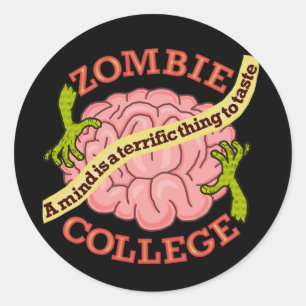 Funny Zombie College Logo Ronde Sticker