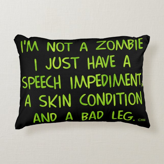 Funny Zombie geen Zombie Groene Decoratief Kussen (Voorkant)