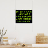 Funny Zombie geen Zombie Groene Poster (Keuken)