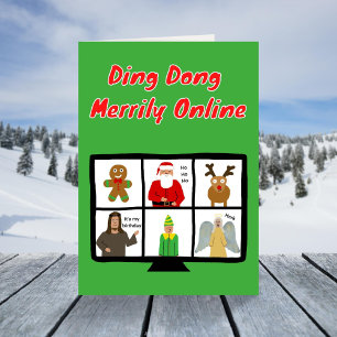 Funny zoom kerstkarol pun santa Jesus Feestdagen Kaart