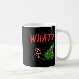 Funny Zwarte Kat Geschenk Duwt Kerstboom Om C Koffiemok
