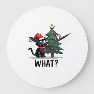 Funny Zwarte Kat Kado die Kerstboom omver duwt C Grote Klok