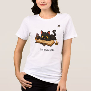 Funny Zwarte Kat Leest Boeken Grafisch T-shirt