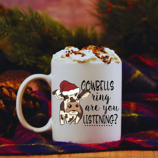 FunnyRetro Cloche de vache Noël Mug personnalisé