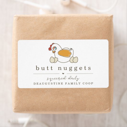 Funt Butt Nugget Farm Coop Egg Carton Étiquette (En situation)