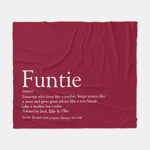 Funtie tante Definition Burgundy Fleece Deken