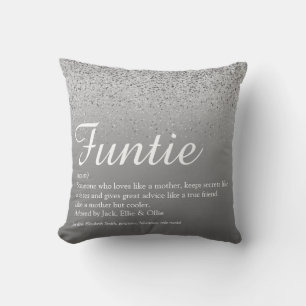 Funtie tante tante definitie zilver glitters kussen