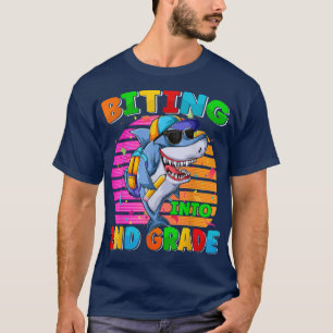 Funy Biting to Second Grade Back to School Shark T-shirt