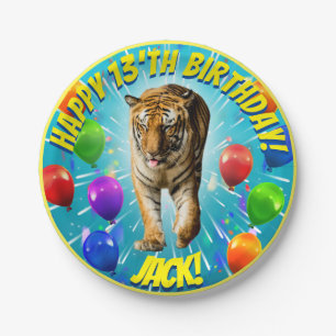 Funy Tiger Balloon Verjaardag Papieren Bordje