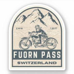 Fuorn Pass-Ofenpass swiss-alps motorrijwiel Sticker