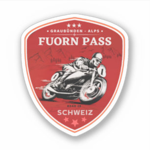 Fuorn Pass-Ofenpass Zwitserse Alpen motorfietstoc Sticker