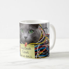 Fur-Ball, IT / Help Desk Mug, Office Fun Cats Koffiemok