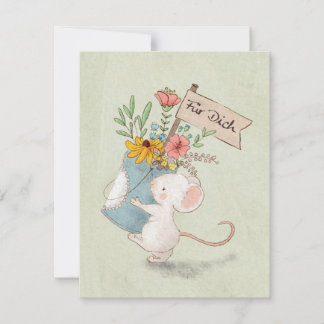 für dich Maus mit Blumenstrauß Notitiekaartje